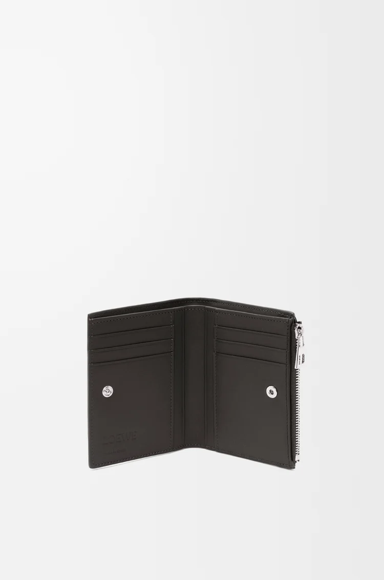 LOEWE Portefeuille compact fin en cuir de veau classique texturé Gris Foncé