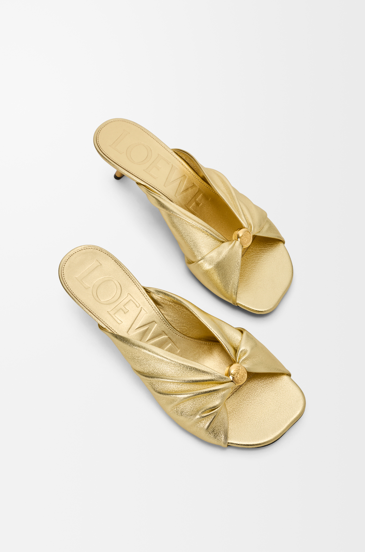 LOEWE 层压羊皮革 Pebble Soft 凉鞋 金色