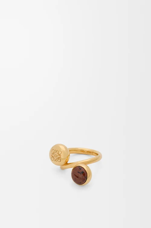 LOEWE Anillo Anagram Pebble Dorado/Rojo