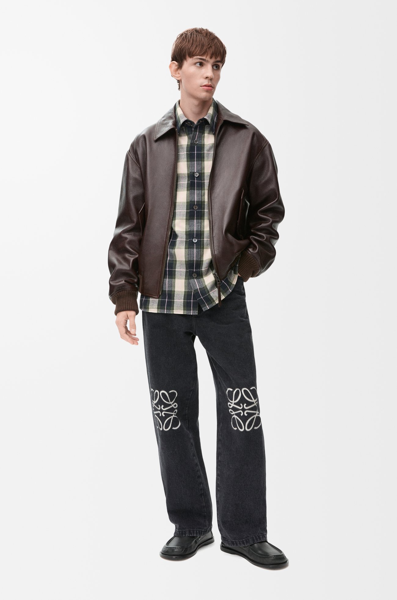 LOEWE 单宁布 Anagram 宽松牛仔裤 黑色