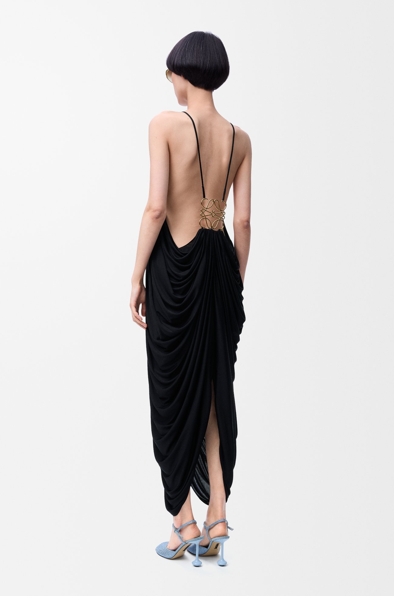 LOEWE Draped dress in silk Black