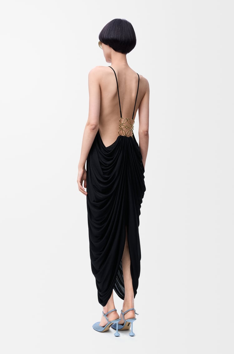 LOEWE Vestido drapeado en seda Negro