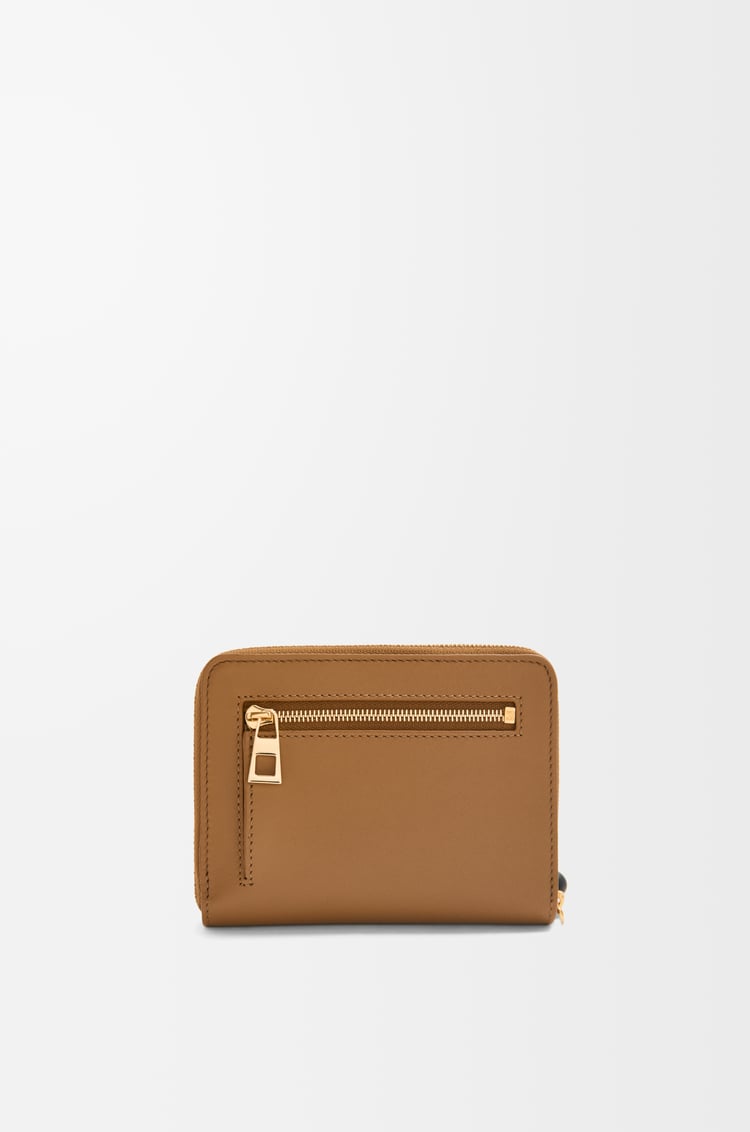 LOEWE Knot compact zip around wallet in shiny nappa calfskin Oak/Black