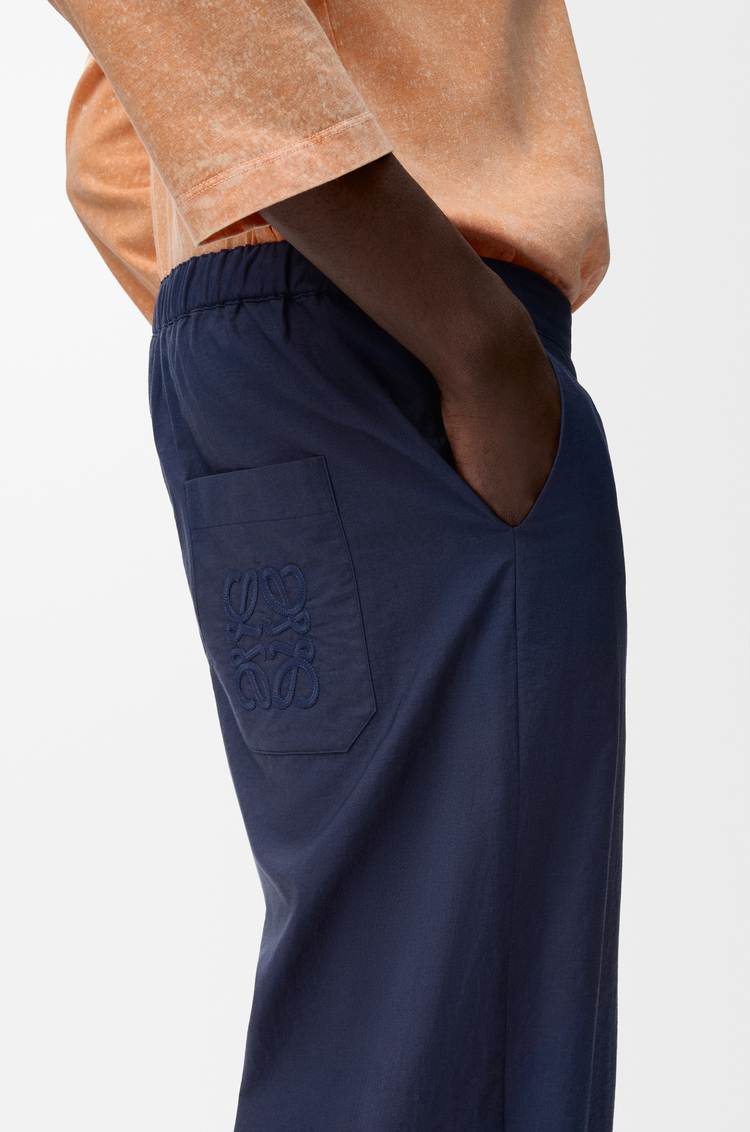 LOEWE 棉质混纺抽绳长裤 海军蓝