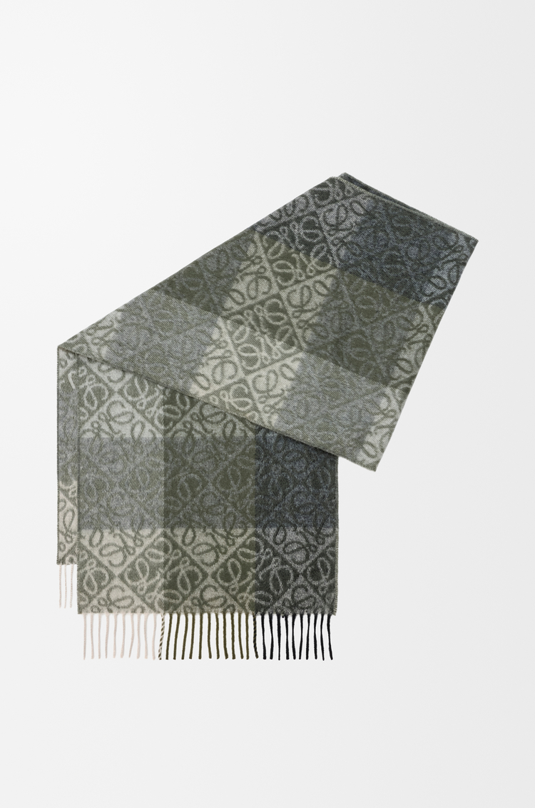 LOEWE Anagram scarf in wool and cashmere Green/Dark Green
