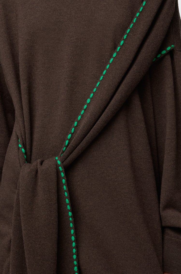 LOEWE 羊毛围巾连衣裙 Brown Green