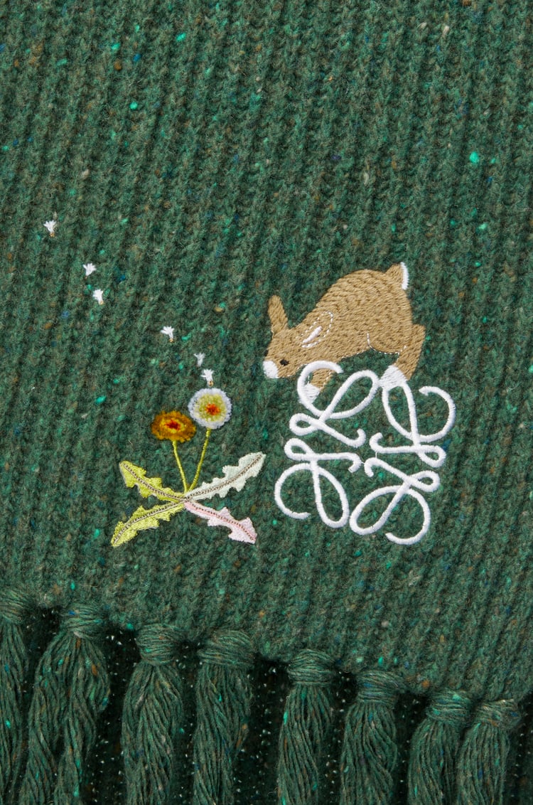 LOEWE Bunny scarf in wool Green