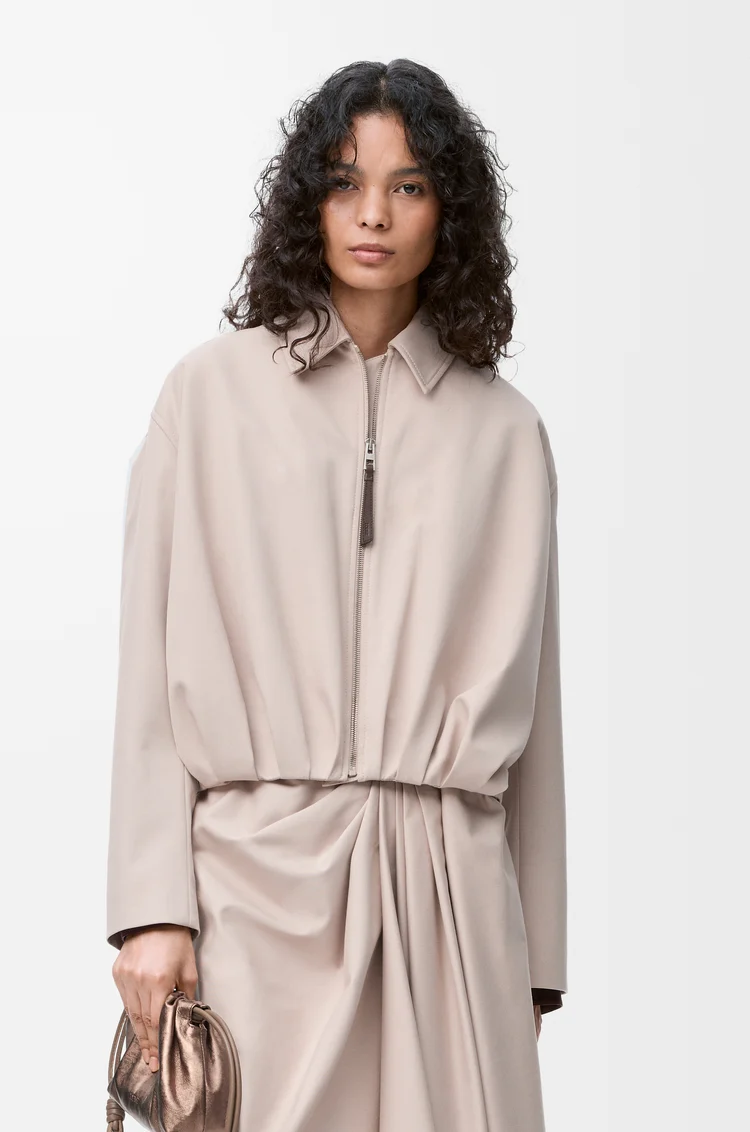 LOEWE Veste drapée en coton et soie Rose Clair