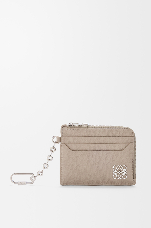 LOEWE Anagram square coin cardholder in pebble grained calfskin Clay
