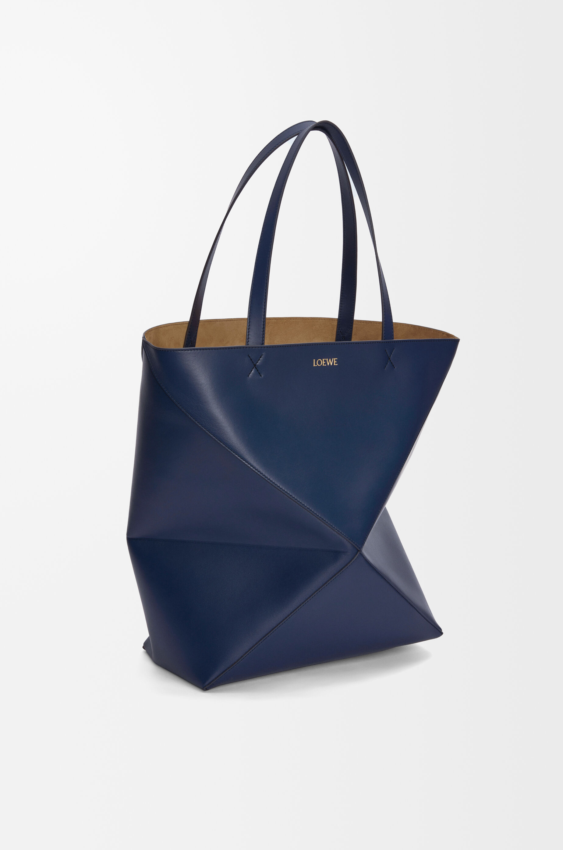 XL Puzzle Fold tote in shiny calfskin Blue - LOEWE