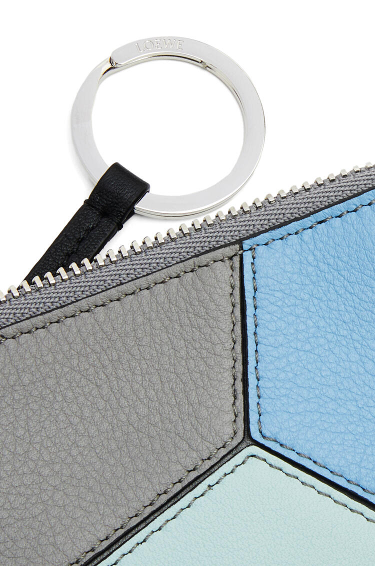 LOEWE Puzzle coin cardholder in classic calfskin Asphalt Grey/Olympic Blue