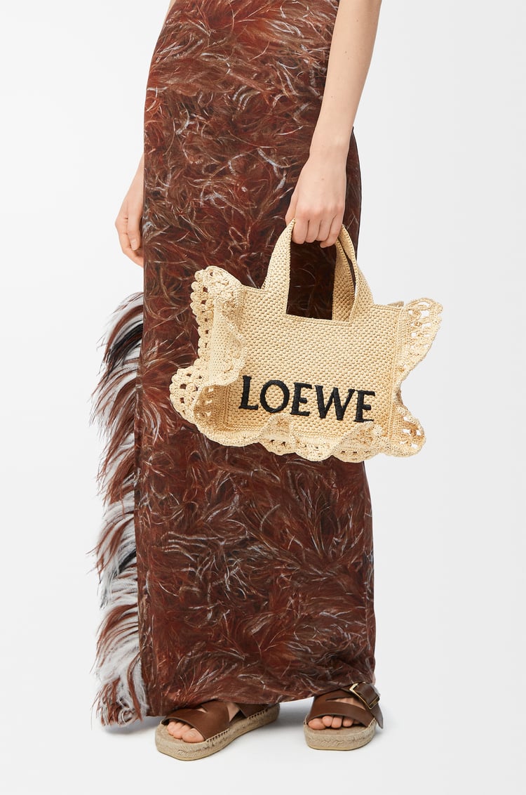 LOEWE Small LOEWE Font tote in raffia Natural