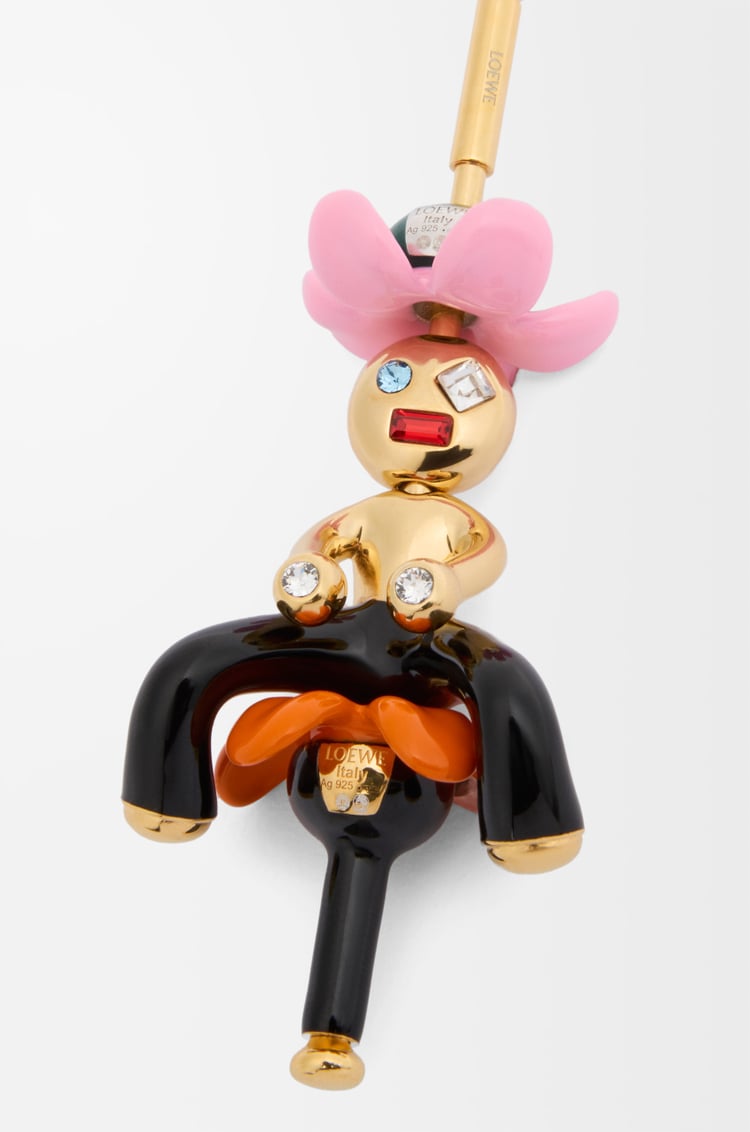 LOEWE Colgante Doll Head en plata de ley y cristales Dorado/Rojo