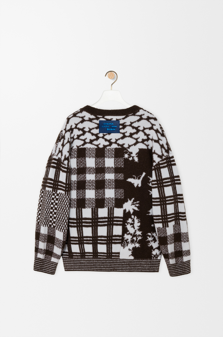 LOEWE Cardigan in lana Ecru/Brown