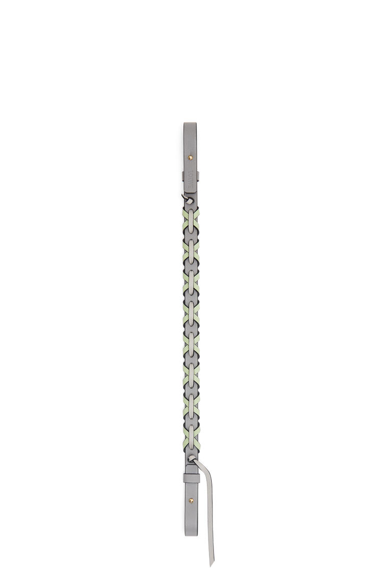 LOEWE Thin cross braided strap in calfskin Pearl Grey/Light Pale Green