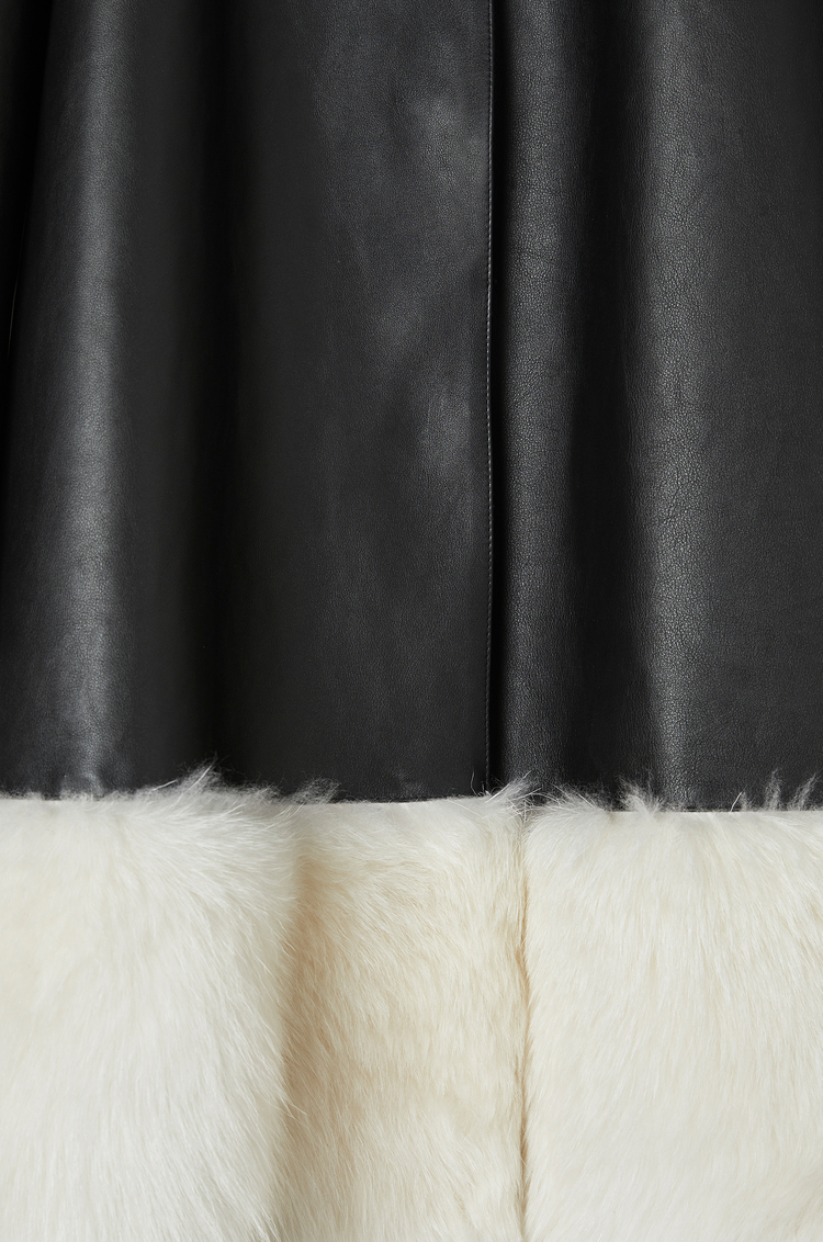 LOEWE SHEARLING TRIM COAT Black/White