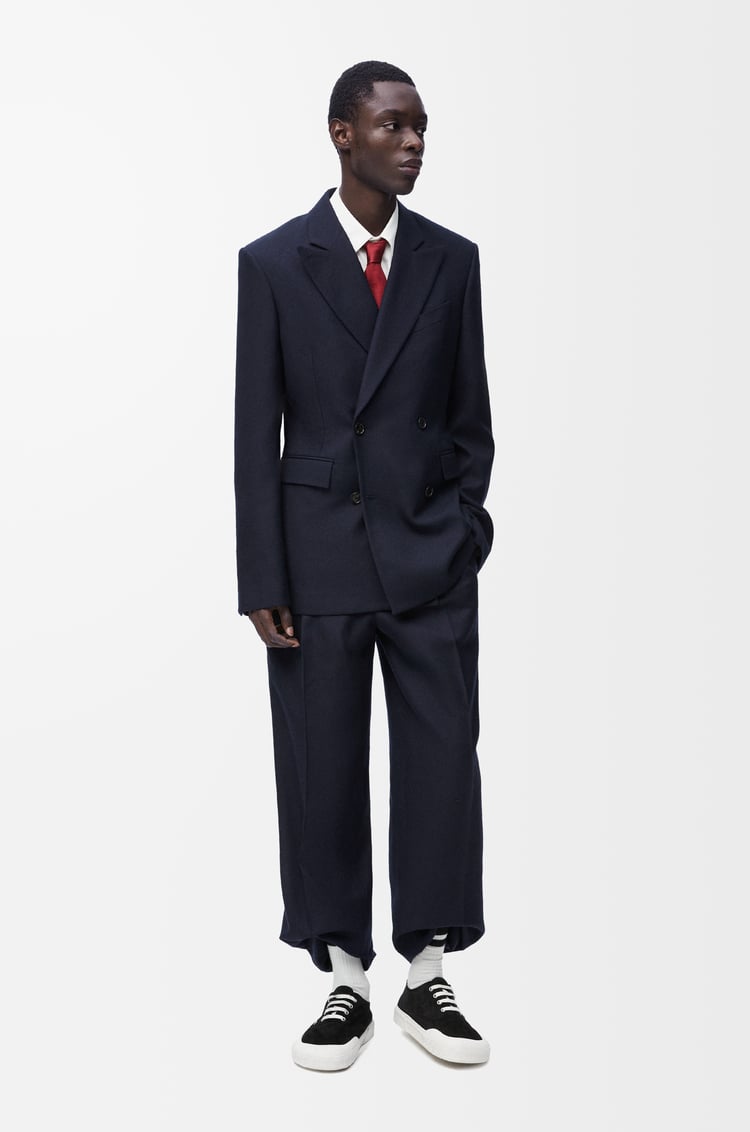 LOEWE Double-breasted jacket in wool Navy Melange