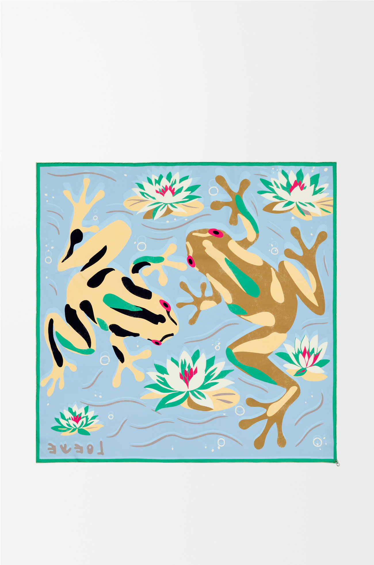 LOEWE 真絲圍巾 米色/淺藍色