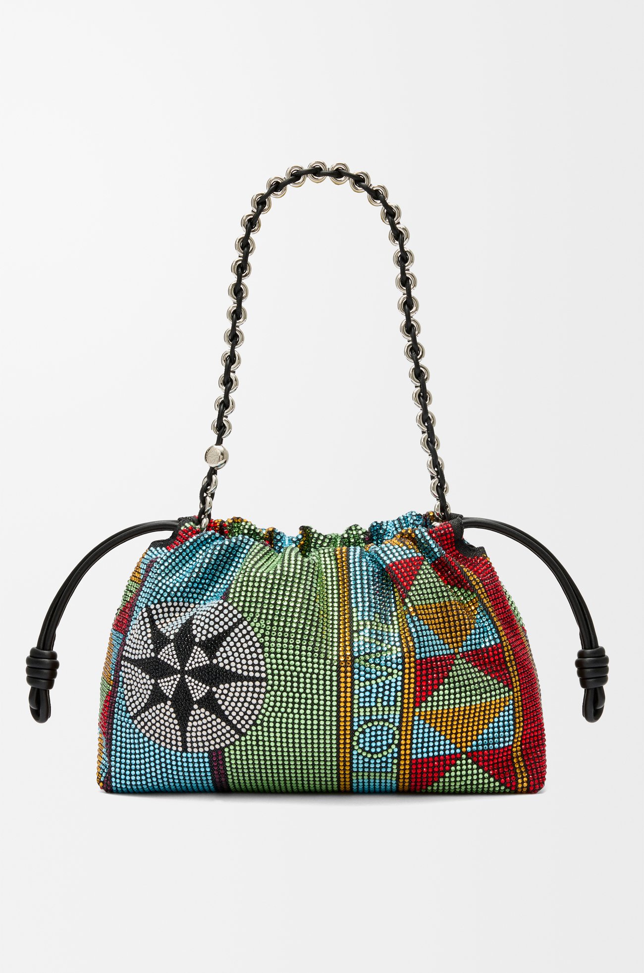 LOEWE Medium Flamenco purse in embellished denim Multicolor