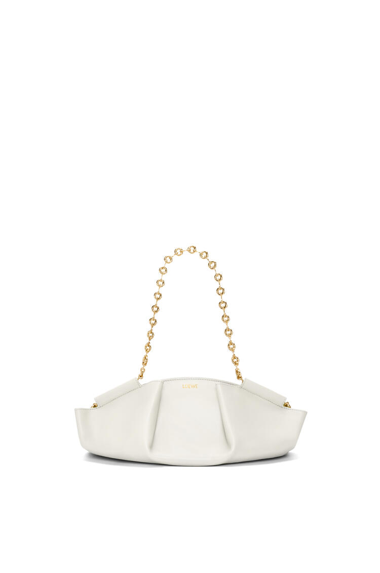 LOEWE Small Paseo bag in shiny nappa calfskin with chain Soft White