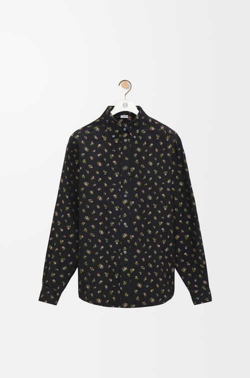 LOEWE Camisa en mezcla de algodón Negro/Rosa/Verde