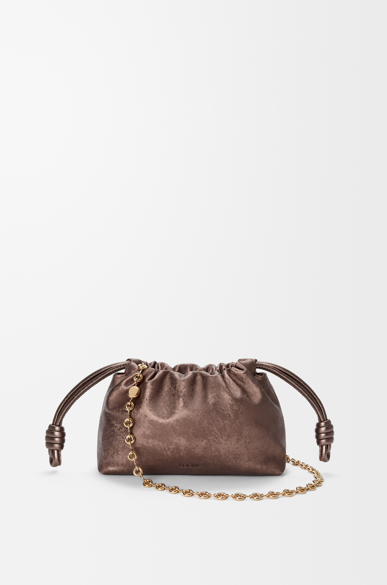 LOEWE Borsa Flamenco Purse in pelle di vitello stampata moiré Bronzo