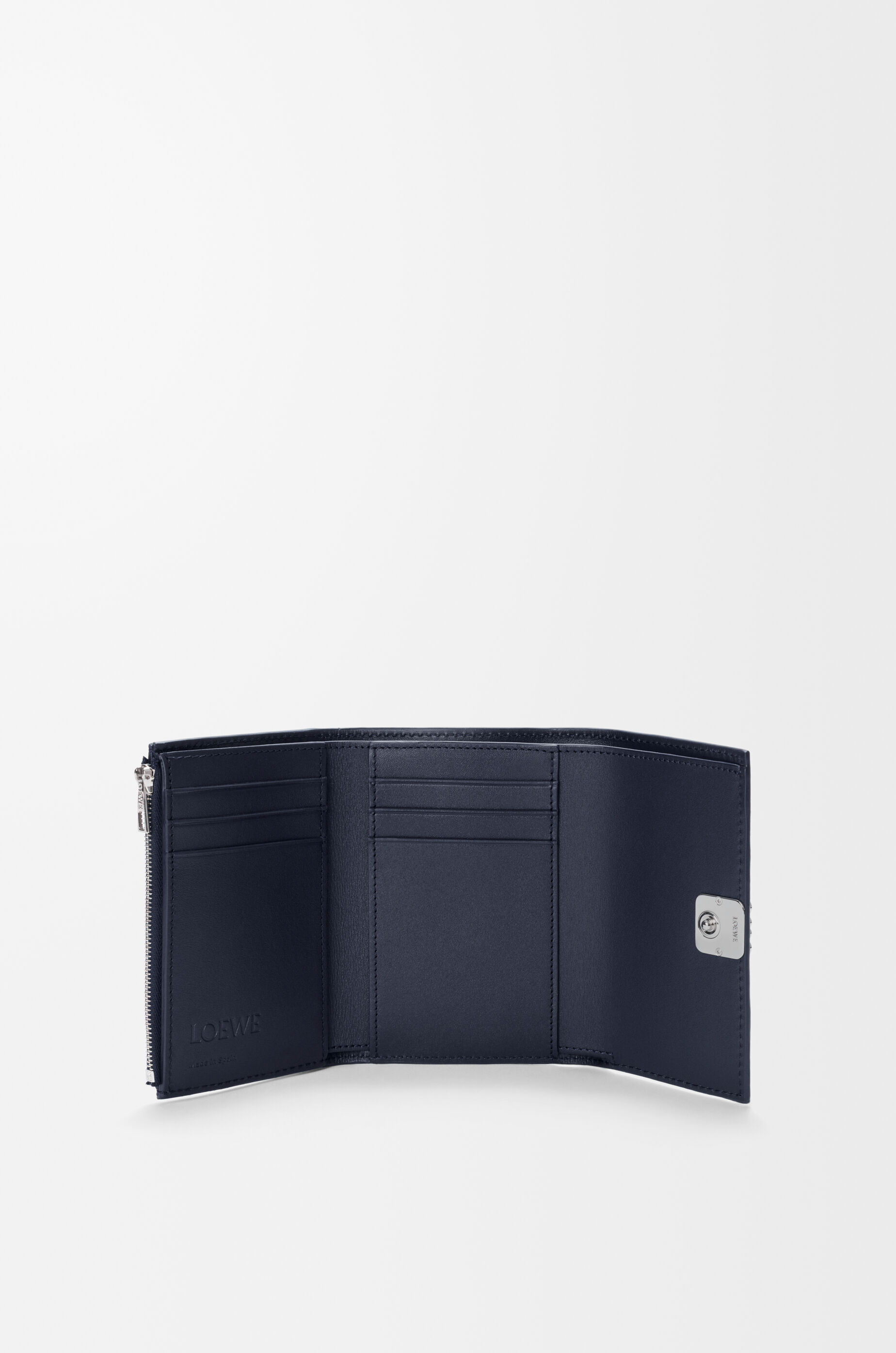 Anagram small vertical wallet in pebble grained calfskin Blue
