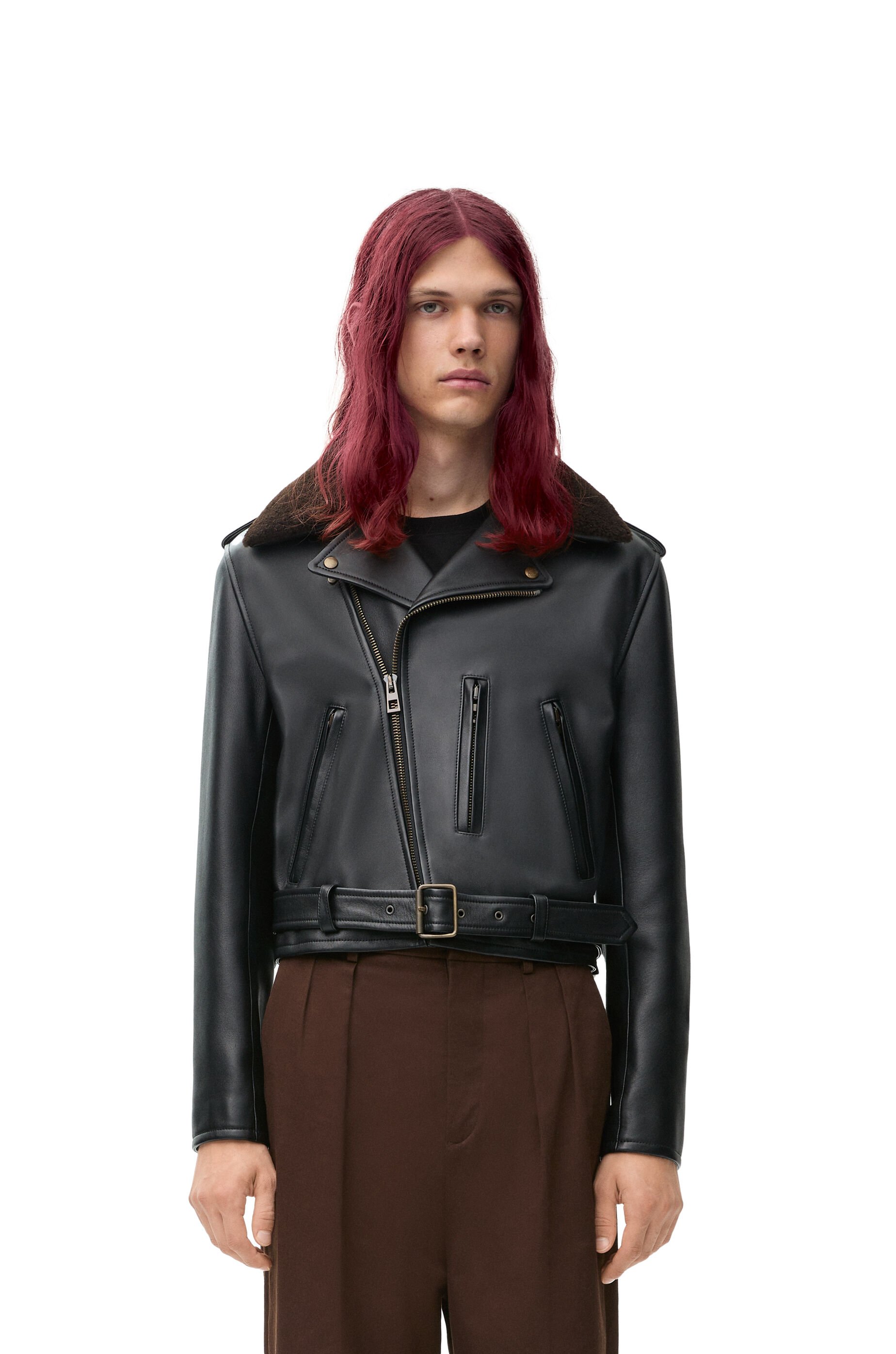 Loewe Men s Biker Jacket in Nappa Lambskin Black Leather Jackets