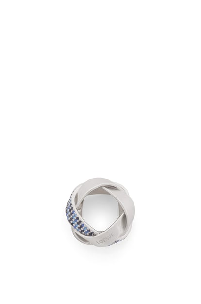 LOEWE Chunky Nest pavé ring in sterling silver and crystals 銀色/藍色 plp_rd