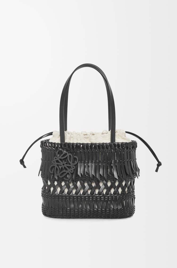 LOEWE Fringe Square Basket bag in calfskin Black