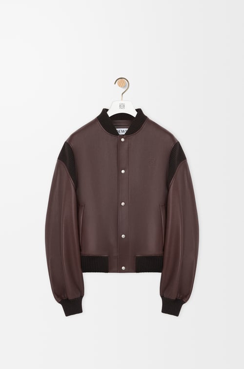 LOEWE Chaqueta bomber en piel napa de cordero Marrón Chocolate