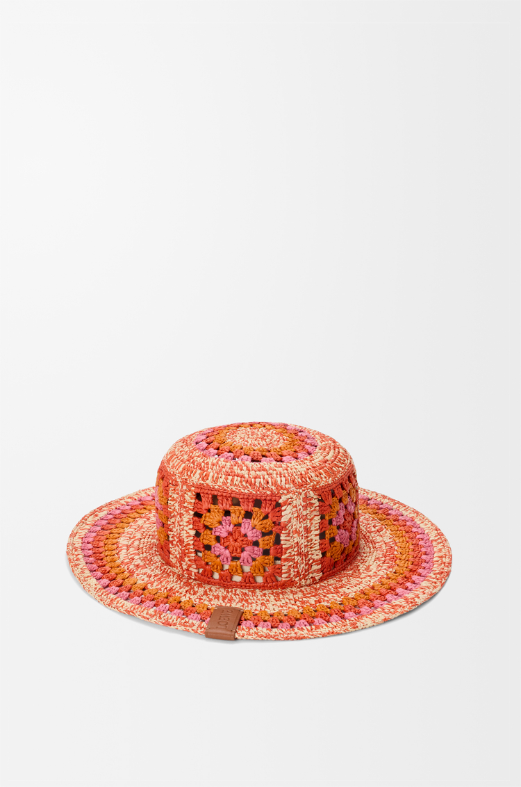 LOEWE Fisherman hat in raffia Bright Orange/Pink