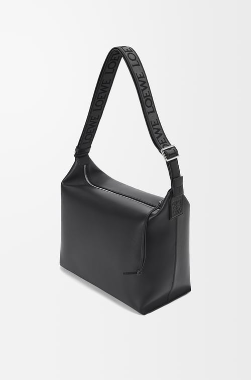 LOEWE Bolso bandolera Cubi en piel de ternera y jacquard Negro