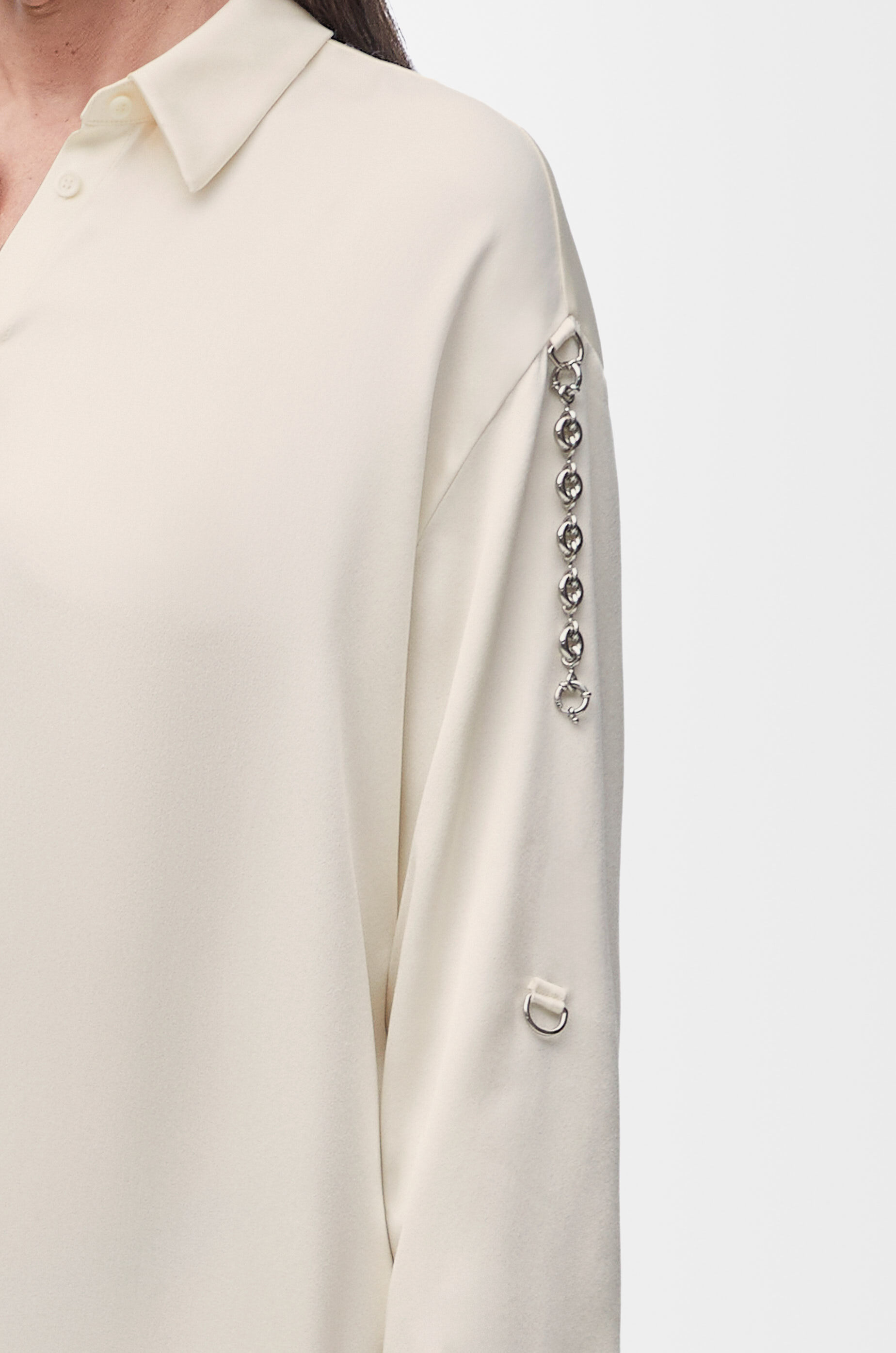 Chain shirt dress in silk Beige - LOEWE