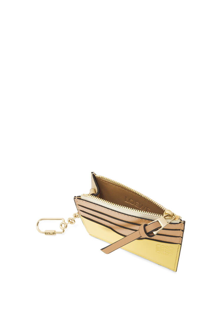 LOEWE Square cardholder in soft grained calfskin with chain Butter/Pale Lemon