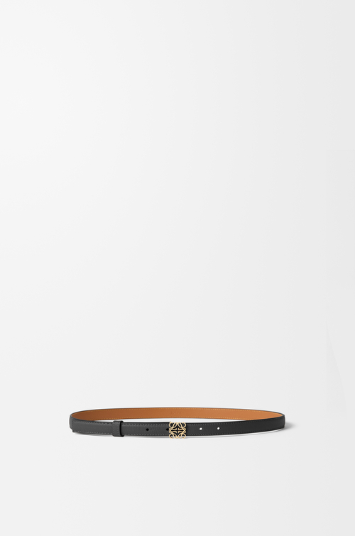 LOEWE Cinturón Anagram en piel de ternera graneada Negro/Dorado