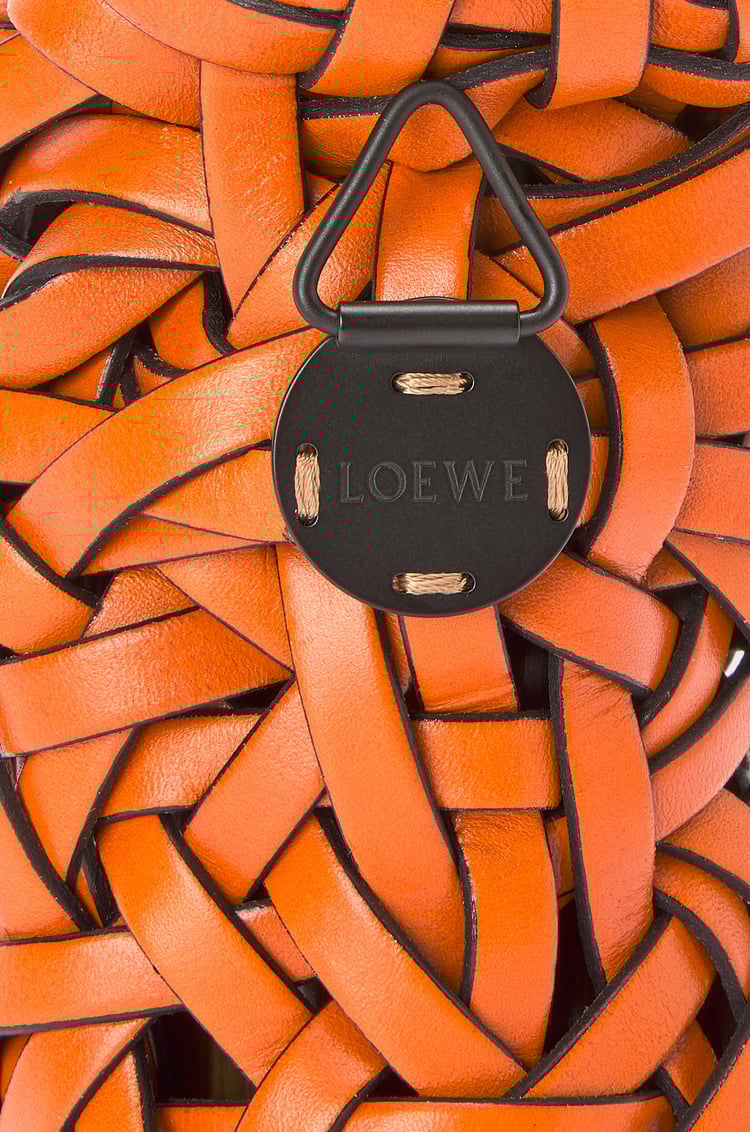 LOEWE Woven nest vase in calfskin and bamboo Orange