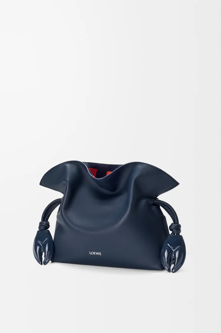 LOEWE Mini Flamenco clutch in nappa calfskin and check intarsio Deep Navy/Multicolor