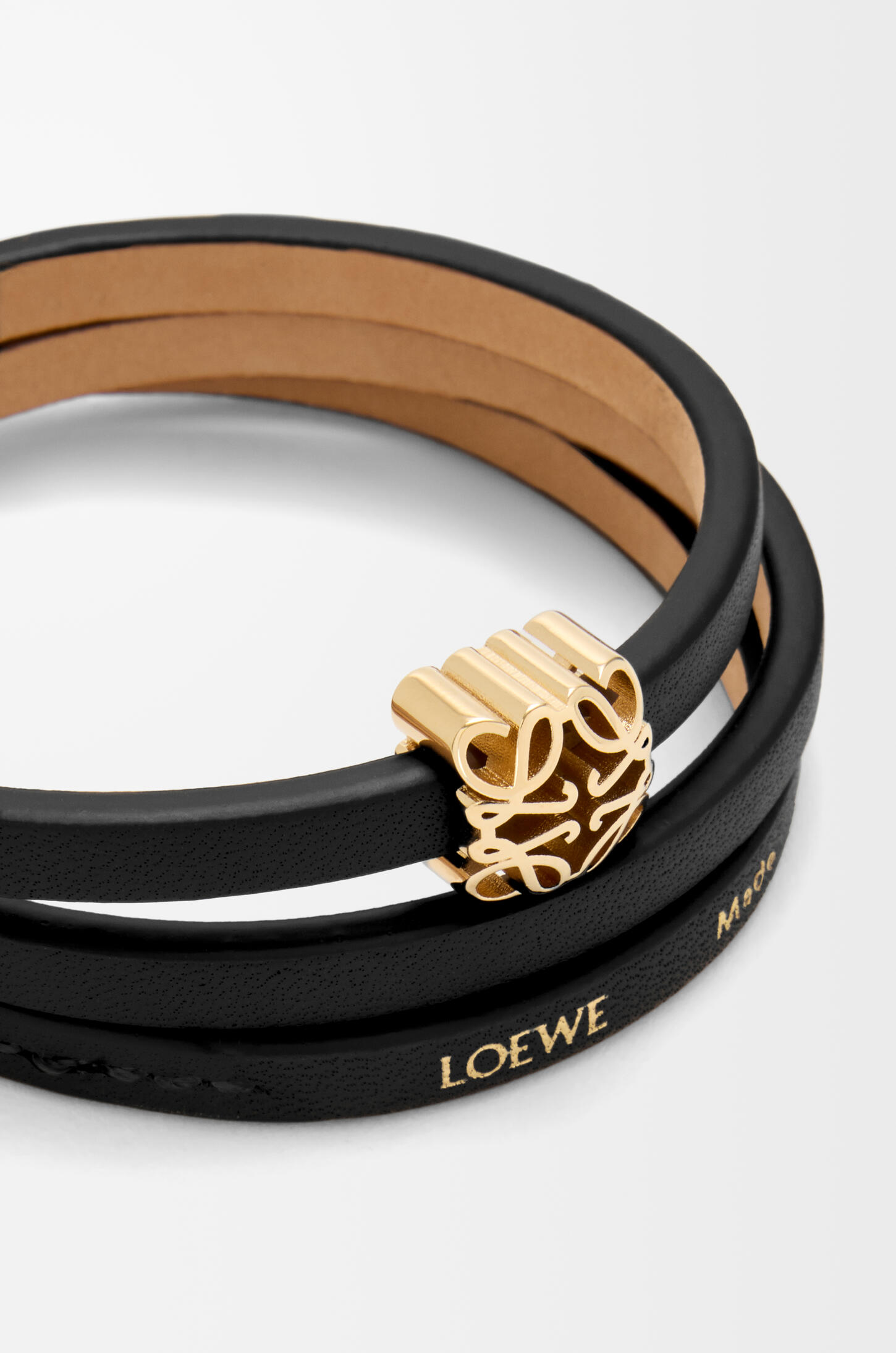 Anagram Bombé twist bracelet in calfskin Black - LOEWE USA 