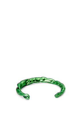 LOEWE 紋銀細納帕皮革扭曲手鐲 深綠色 plp_rd