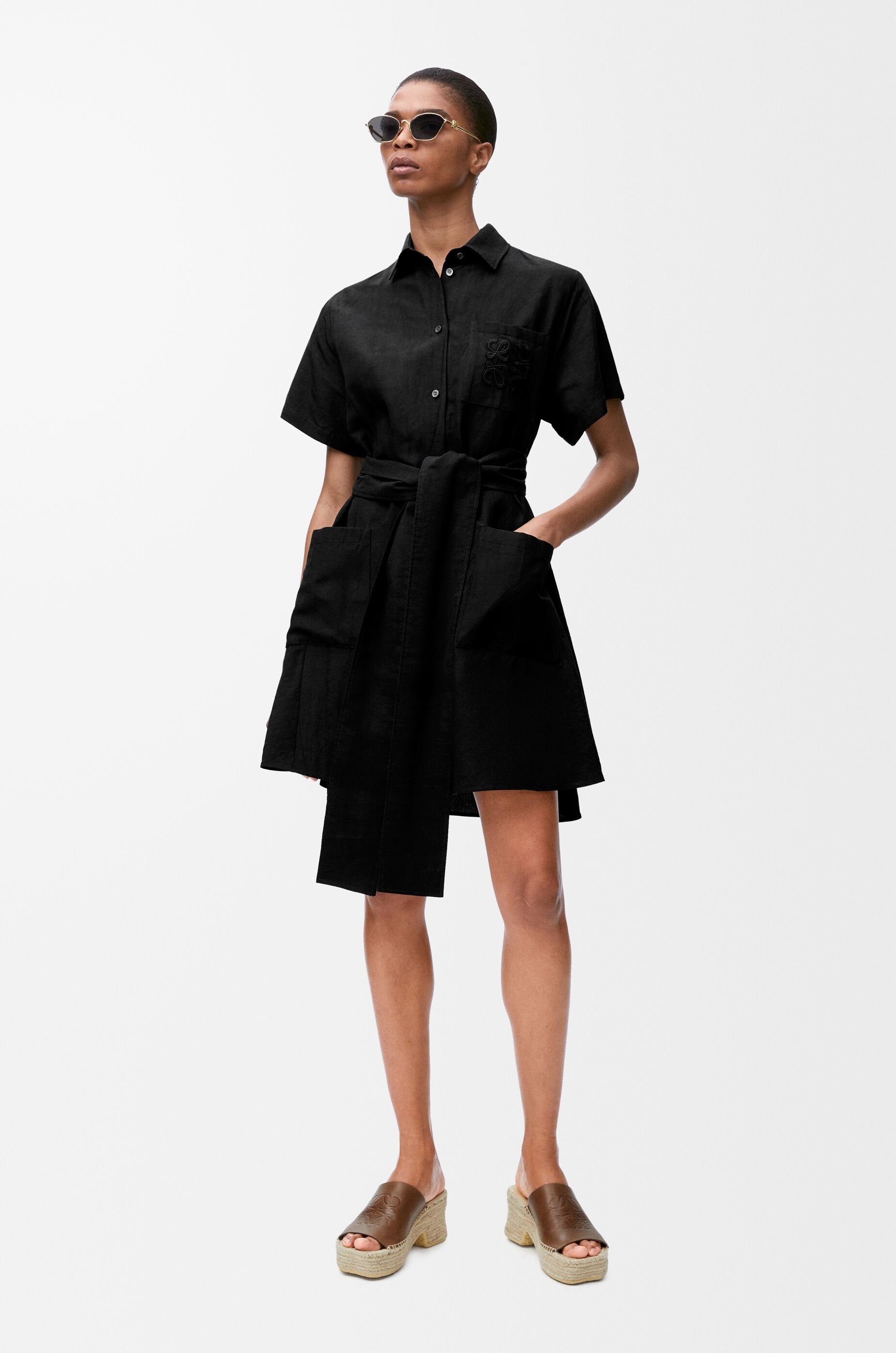 Shirt dress in viscose and linen Black - LOEWE Shirt dress in viscose and linen Black - LOEWE