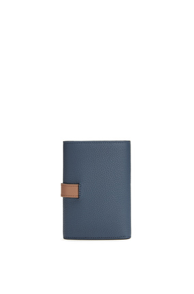 LOEWE Small vertical wallet in soft grained calfskin Steel Blue/Tan