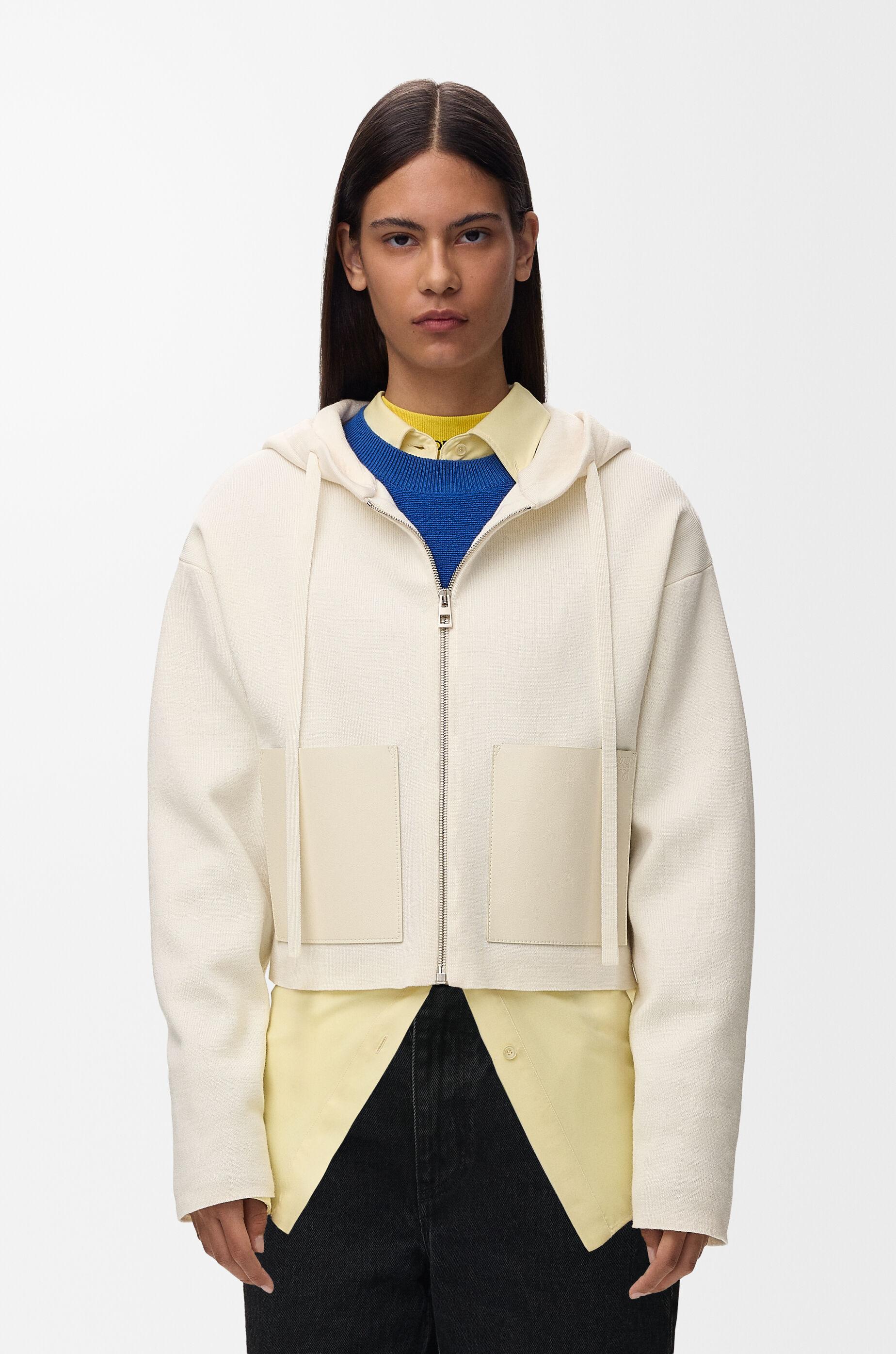 Zip-up hoodie in wool White - LOEWE International official website