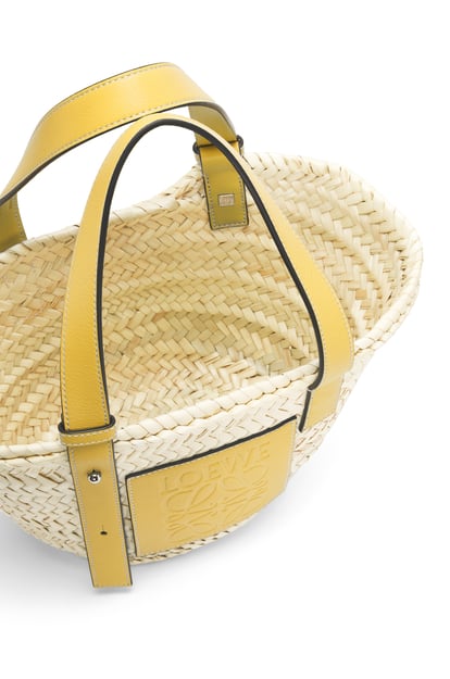 LOEWE Small Basket bag in raffia and calfskin Dark Yellow plp_rd