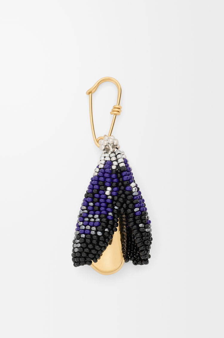 LOEWE Spilla Shell in argento sterling e perline Oro/Nero