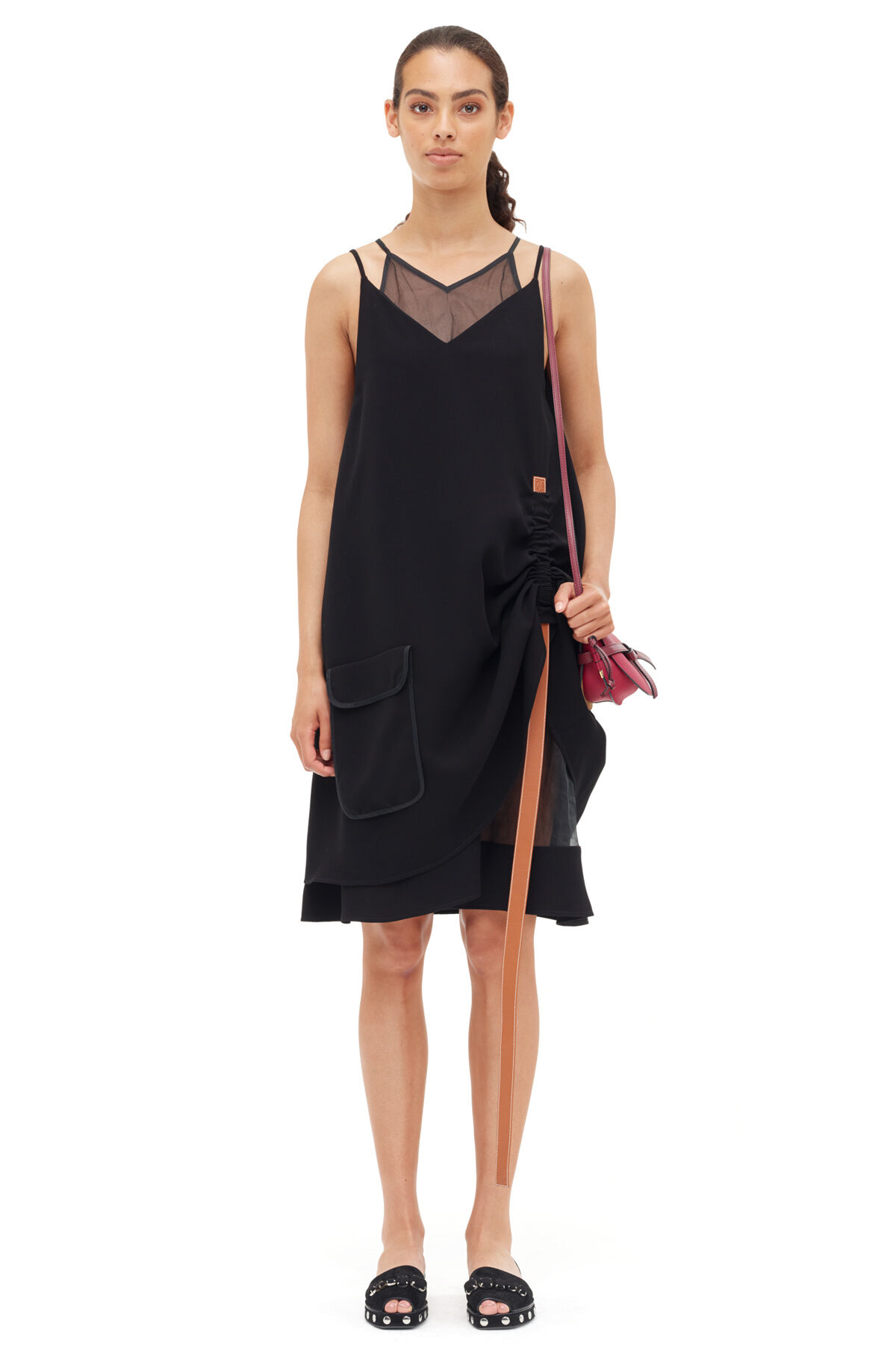 Trapeze Dress Leather Strap Black LOEWE