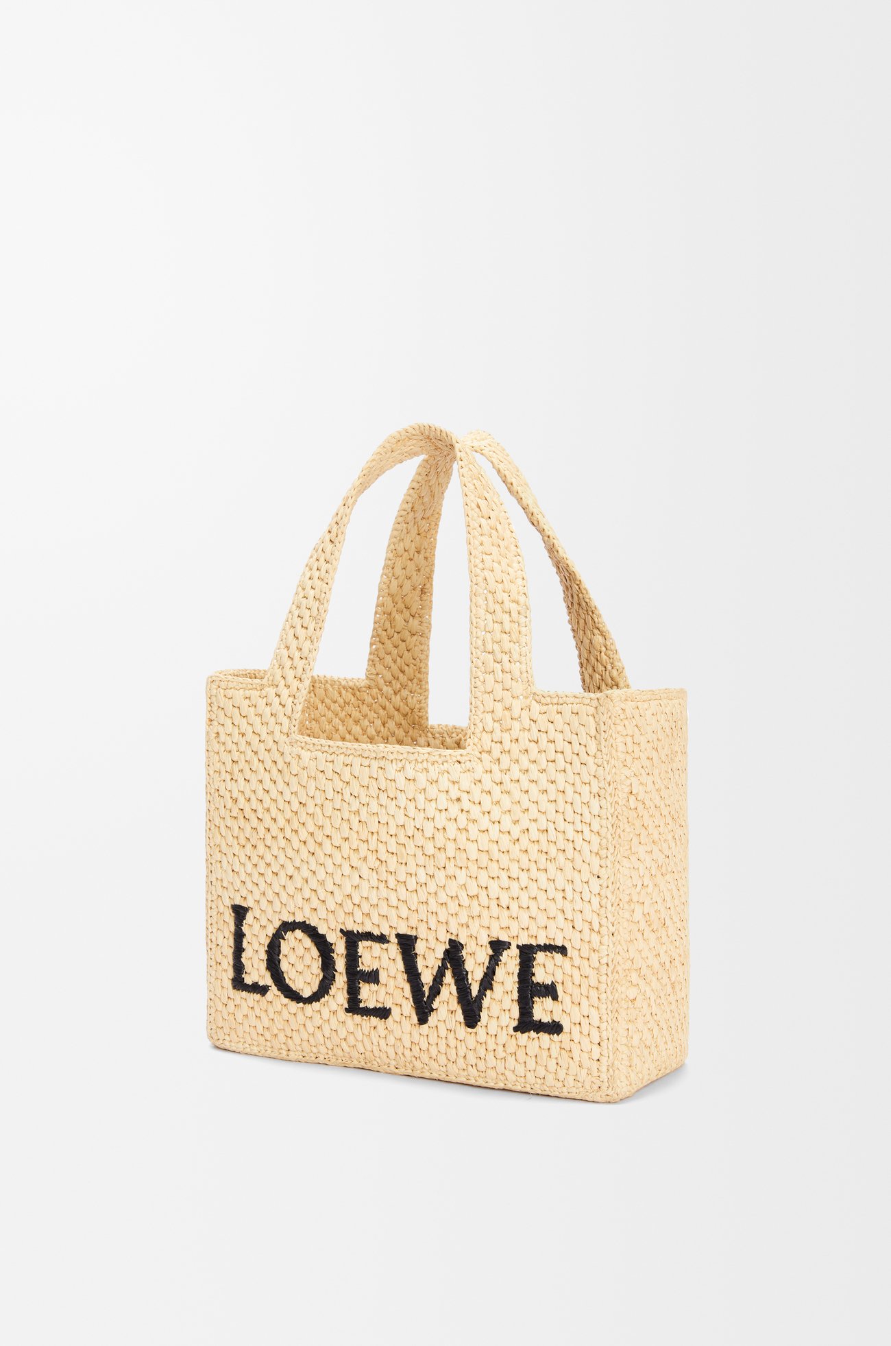 LOEWE Small LOEWE Font tote in raffia Natural