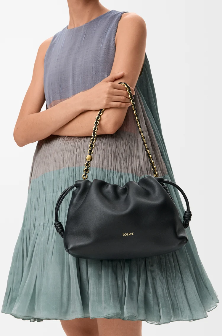 LOEWE Medium Flamenco purse in mellow nappa lambskin Black
