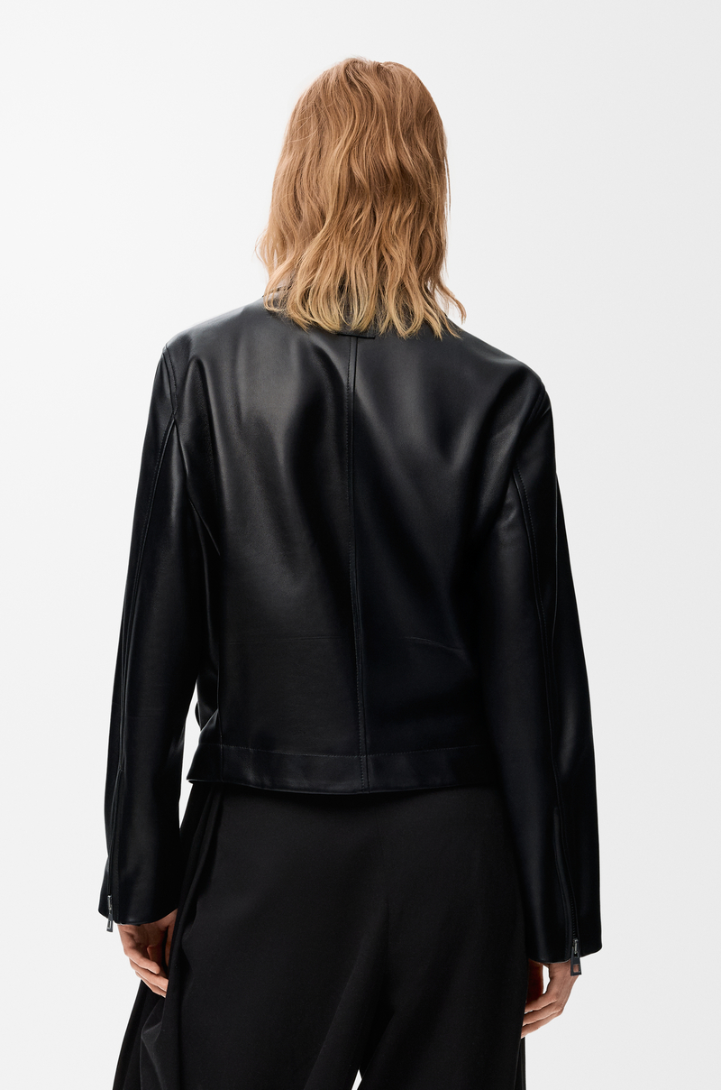 LOEWE Chaqueta con cinturón en piel napa de cordero Negro