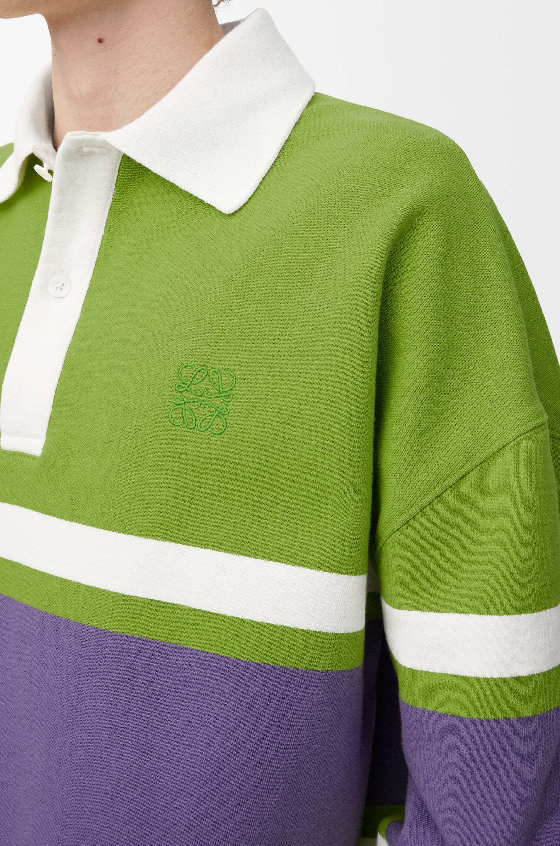 Long sleeve polo shirt in cotton Green - LOEWE
